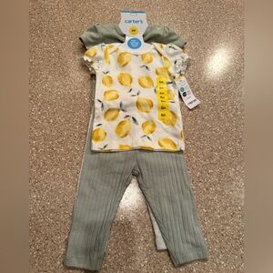 Carter's Lemon and Dragonfly Print and Green Kids Matching Set
